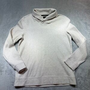 Tasso Elba Mens Shawl Collar Pullover Sweater Oatmeal Heather Cotton M 0322